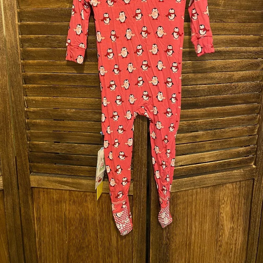 Kickee Pants Kids Long Sleeve Zipper Footie Pajama Rose Peguins